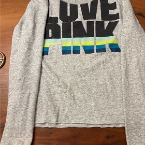 Victoria's Secret Gray Long Sleeve with Love Pink Design